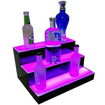 China Counter Top 16 Inch 3 Tiered LED Glow Illuminated Acrylic Bottle Shelf Display for sale