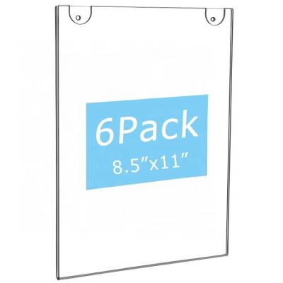 China Take advertising paper. Acrylic Wall Sign Holder 8.5x11 Vertical, Clear Plastic Ads Frame For Paper, Bonus With 3M Tape And Backing Screws (6 Packs) for sale