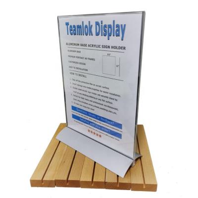 China Acrylic Metal Base Afvertising Turnout Paper Photo Sign Holder 8.5 x 11|Clear Double Sided Bottom Insert Sign Holder|Metal Sign Table Holder for sale