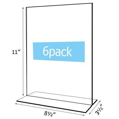 China Advertising Acrylic Sign Holder 8.5 x 11 - T Shaped Double Sided, Durable Quality, Photo, Menu, Announcement Display, Pack of 6 for sale