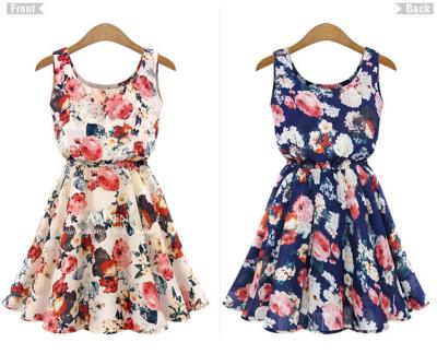 China Casual Dresses Eco Fashion Anti-Static Flower Printing Girls' Summer Dresses for sale