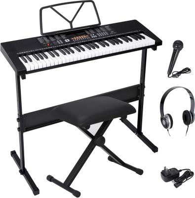 China 61 Keys 61-Key Full Size Plastic Premium Keyboard Package with Headphones, Stand, Power Supply, 6-Foot USB Cable Keyboard Electric Piano for sale