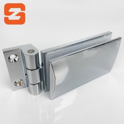 China Modern 90 Degree Chrome Zinc Alloy Glass To Wall Hinge Shower Hinge Glass Flange Bracket for sale