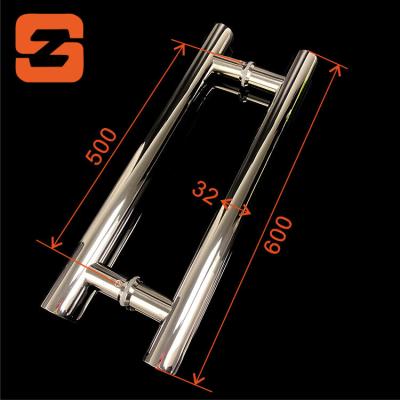 China Modern Stainless steel sliding glass push pull customized H shape glass door handle for sale