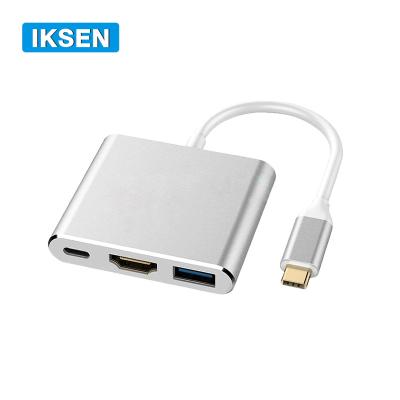 China Cheap Laptop PC Type C Hub 3in1 Dock For Macbook Pro Hub USB C Adapter Charging Type C HDTV USB3.0 Port for sale