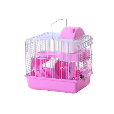 China Breathable Warm Double Floor Luxury Pet Houses Wire Mesh Plastic Small Hamster Cage for sale