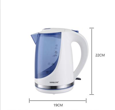 China Hotel Electric Plastic Electric Tea Kettle Kettle 1.7L 1850-2200W Stainless Steel for sale