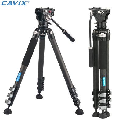 China 360 Degree Gimbal Foot CAVIX 36mm Professional Video Tripod Carbon Fiber 4 Section Heavy Duty Tripod For DSLR OEM Camera Tripod for sale