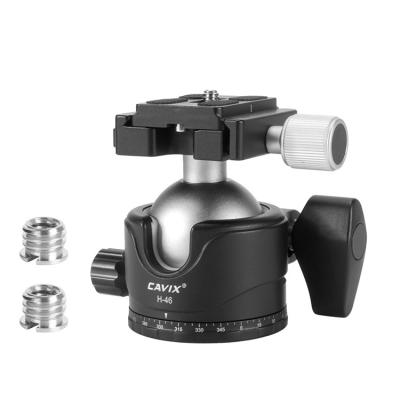 China CAVIX Aluminum Alloy Ball Head Low Profile Camera Tripod Head CNC 46mm Metal Panoramic Ball Head with Quick Release Flat 1/4