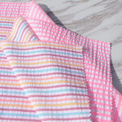 China Check cheap polyester cotton yarn dyed cotton seersucker fabric from china Jiangsu haian for sale