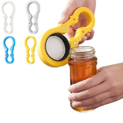 China New Minimalist Adjustable Colorful Multifunctional 4 in 1Manual Plastic Jar Can Bottle Opener with Magnetic Suction for sale