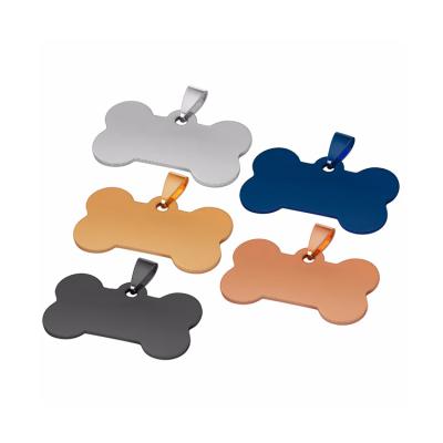 China China Custom Stamping Colorful Stainless Steel Bone Shape Metal Blank Dog Tag for sale