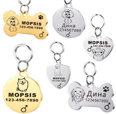 China Custom Made Europe Stainless Steel Dog ID Tag For Dog Collar Accessories Pet ID Tags Personalized Dog Tag for sale