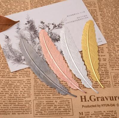 China Wholesale Europe New Custom Creative Gifts Copper Bookmark Metal Feather Bookmark for sale