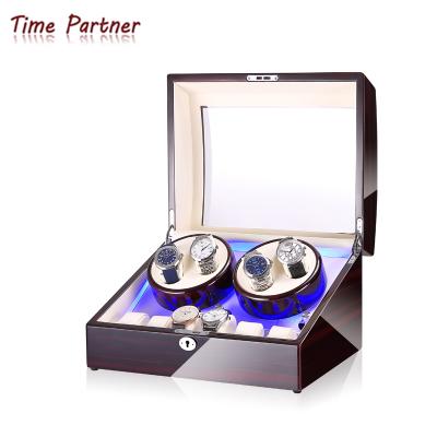 China Luxury Leather Automatic Watches Storage Time Partner Rotation 4+6 Watch Winder Storage Case Display Box for sale