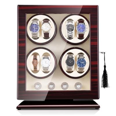 China Handmade 8+0 Time Partner Watch Winder Storage Display Box Automatic Rotating Leather Wooden Watch Case for sale