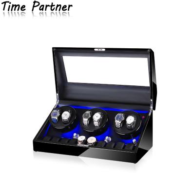 China Protect And Store Watches Time Partner Customized Watch Box 6+10 Rotations Watch Winders Storage Boxes Color for sale