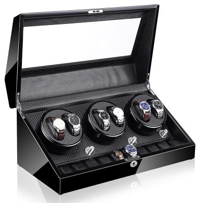 China Protect And Store Watches 6+10 Time Partner Winder Spinning Watch Box Luxury Automatic Flip Watch Box for sale