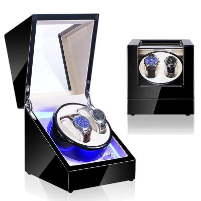 China Watch Storage Automatic Watch Winder System Watch Winder Wooden Box with LED Lights for sale