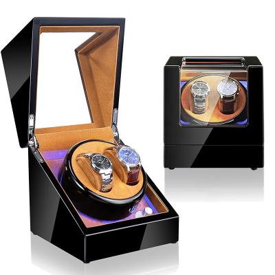 China Luxury Wooden Watch Storage Box Double Watch Winder Motor Box Pocket Watch Gift Box for sale