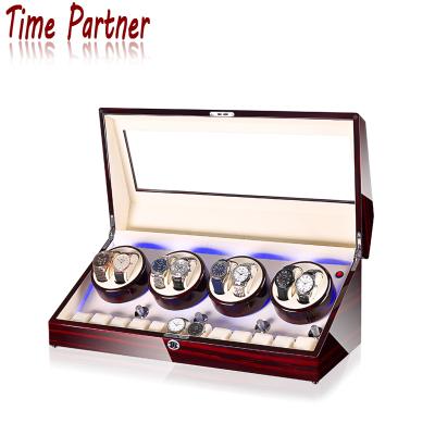 China Handmade Time Partner 8+12 Slots Eye Winder Display Box Ebony Wood Colorful Inside Storage Organizer Case for sale