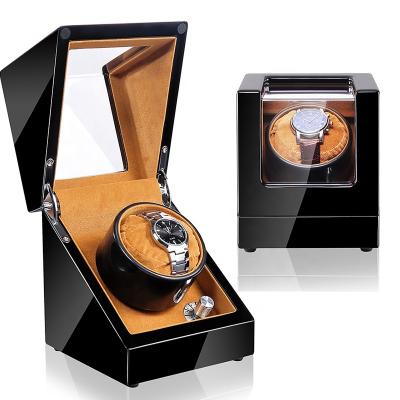 China High Quality Handmade Black Wooden Partner Automatic Watch 1+0 Time Winding Box Automatic Watch Winder Factory for sale