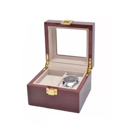 China Wooden Stain Wholesale Manufacturer Watch Display Box Handmade Painted 2 Watch Box Piano Red Watch Box for sale