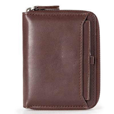 China 2022 New RFID Card Holder Luxury Short Men Leather Wallet Zipper Wallets For Men for sale