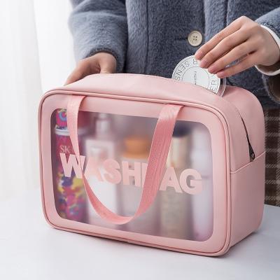 China Lady Wholesale Customized Waterproof Women's Cosmetic Bags Frosting Clear Transparent Packaging Makeup Bag Toiletry Storage Bags With Zipper for sale