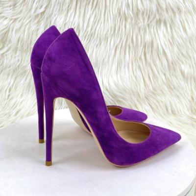 China Women's Thin Suede High Heels Women's Height Increasing Dress Comfortable Luxury Short Lady High Heels Shoes Thin Heels Stilettos Pumps 10cm for sale