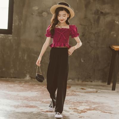 China Anti-wrinkle hot sale popular boutique girls clothes pants dress kids casual clothes wear for sale