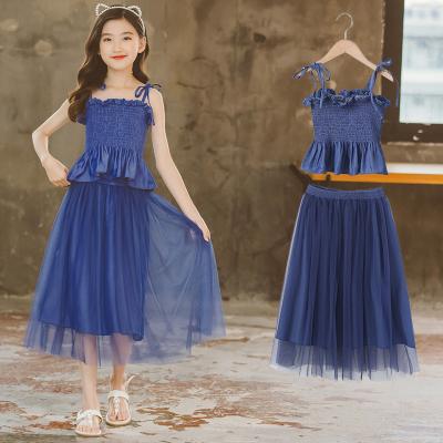 China Wholesale Anti-wrinkle Short Sleeve Casual Girls Dress Fashion 2 Piece Backless Girl Dresses for sale