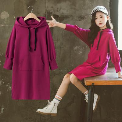 China Girls Sleeve Slit Hooded Sweatshirt Girls Anti-Shrink Long Fashion Hooded Sweatshirt Dress for sale