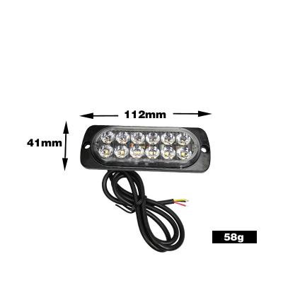 China 12V 24V Ultra Thin Strobe Emergency Warning Light Truck 12SMD Bus Autos Side Led Warning Light 36W Car Light L112mm*W41mm for sale