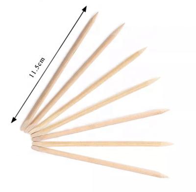 China Multi Functional Wooden Manicure Pedicure Tool Double Head Wooden Nail Pusher For Manicure for sale