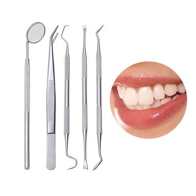 China For Home Use High Quality Stainless Steel 5 Pieces Dental Hygiene Kit Dental Scaler Scraper Dental Tool Kit For Teeth Cleaning for sale