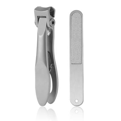 China For Figner and Toe Nail 2 Pcs High Quality Silver Toenail Clipper Nail Files Set Large Toenail Clipper Wide Jaw Opening Nail Clippers Set for sale