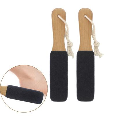 China Good Quality Pumice Stone Foot Folder Pedicure Dead Skin Foot Scrubber Remove Dead Skin Wooden Pedicure Feet Scrubber With Handle For Callus for sale