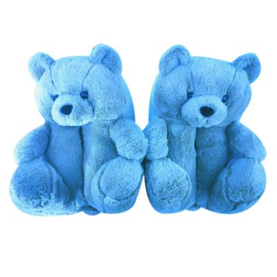 China New Trend Colors Fashion Trend Colors Cute Winter Christmas Cute Animal Fur Home Teddy Bear Bear Slippers Women Slippers One Size for sale