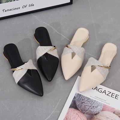 China PVC 34-40 Pointed Mouth Slippers Women Summer Shallow Sandals And Slippers With Muller for sale