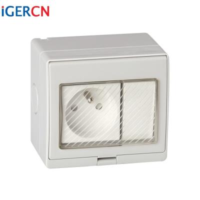 China IP55 Residential / Multipurpose Style 3way Outdoor French Waterproof Experts Weather Protected Wall Switch And Socket IG-SRS for sale