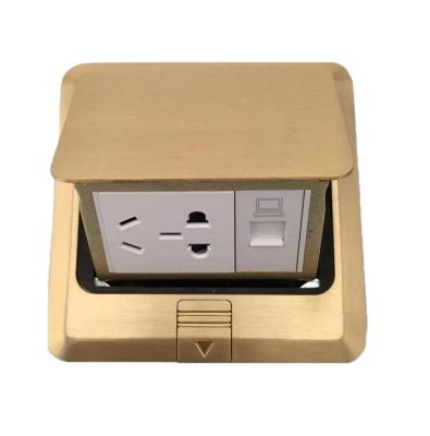 China Durable Brass Auto Power Outlet Floor Socket Box and Outlet with RJ45 /RJ11 Port High Quality Floor Box for sale