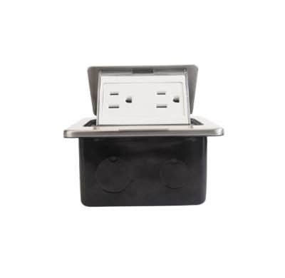 China OEM Industrial Design Stainless Steel Pop Up Floor Electrical Outlets With 2gang USA Plug for sale