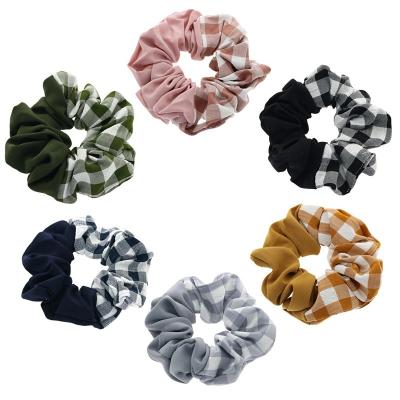 China Fashion Colorful Hair Splicing Hair Ties OUYE Korean Grid Korean Hair Ties Scrunchies Wholesale Cute Women Accessories for sale