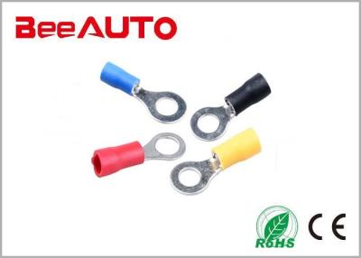 China RV2 Ring Tin Plated Insulated Crimp Terminals Circular Spade Lug Red / Yellow / Blue for sale