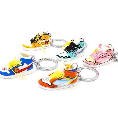 China AJ High Quality Soft Rubber Plastic PVC Llaveros 3D 1/6 Mini Shoe Model Keyrings Sneaker Key Chain for sale