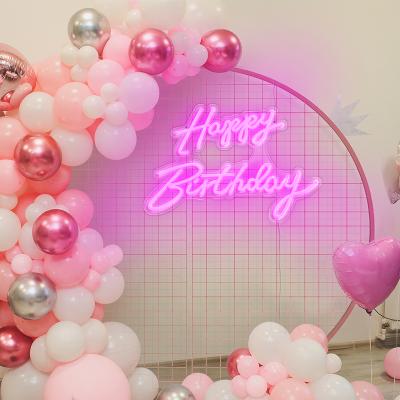 China Custom Buildings and Outdoors Happy Birthday Pink Neon Sign Indoor Neon Signs for sale