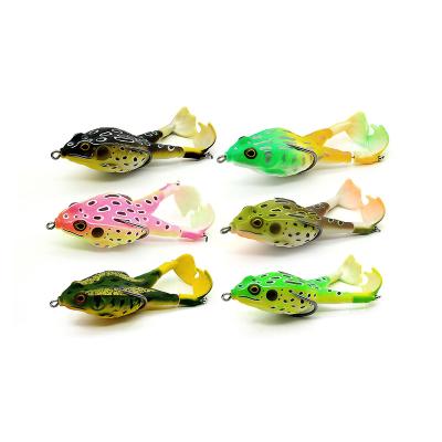 China New Style Durable Fishing Soft Fishing Lie Jumping Plastic Plopper Ray Frog Bait Lure Frogs for sale