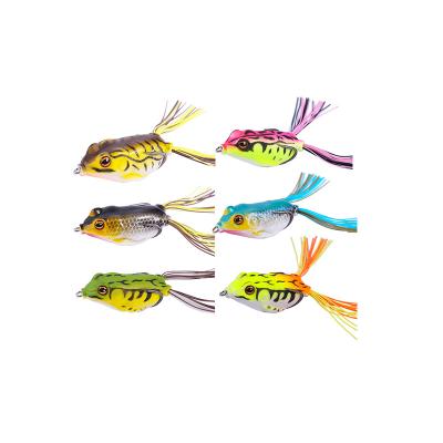 China High Quality Durable Silicone Plastic Frog Lure Soft Fishing Lures Artificial Baits With Feather Tail for sale