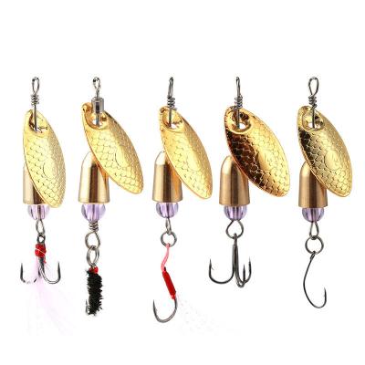 China Aritificial High Quality Fishing Trolling Lure Metal Spinner Bait Hook Bait Spoon Bait Set With Treble Hook for sale